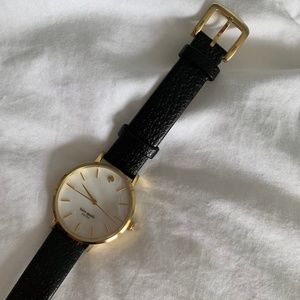 kate spade Black and Gold Leather Watch